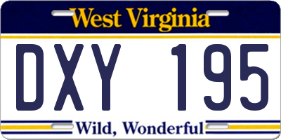 WV license plate DXY195