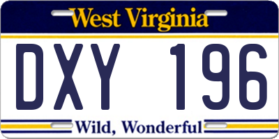 WV license plate DXY196