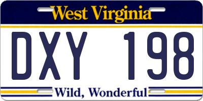 WV license plate DXY198