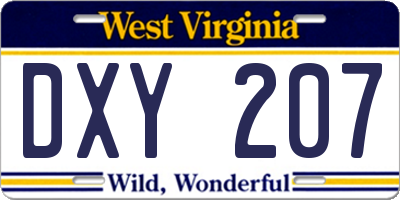 WV license plate DXY207