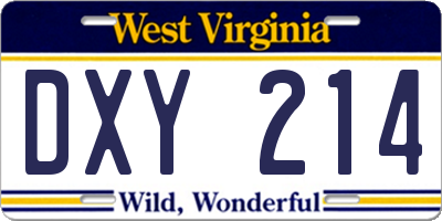 WV license plate DXY214