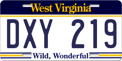 WV license plate DXY219