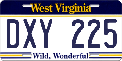 WV license plate DXY225
