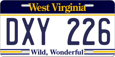 WV license plate DXY226