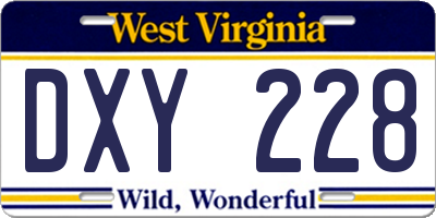 WV license plate DXY228