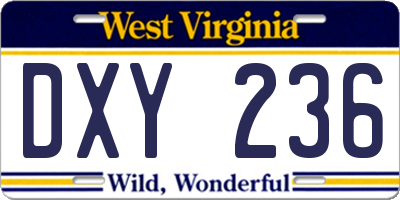WV license plate DXY236