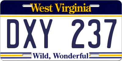WV license plate DXY237