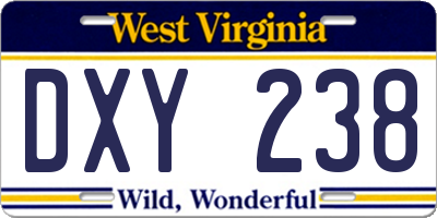 WV license plate DXY238