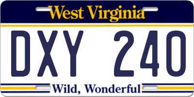WV license plate DXY240
