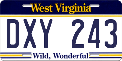 WV license plate DXY243