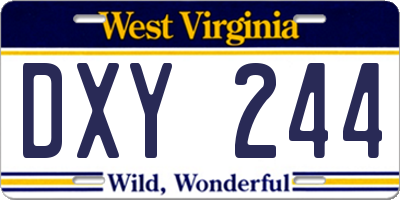 WV license plate DXY244