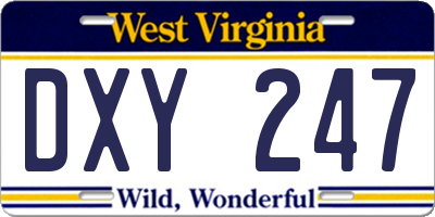 WV license plate DXY247