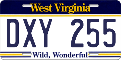 WV license plate DXY255