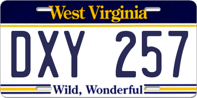 WV license plate DXY257