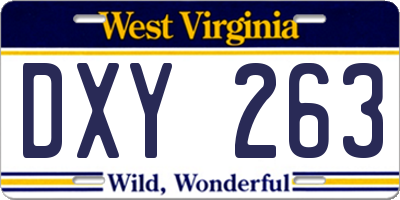 WV license plate DXY263