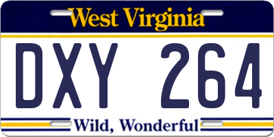 WV license plate DXY264