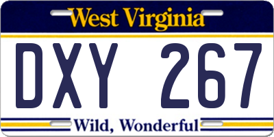 WV license plate DXY267