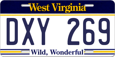 WV license plate DXY269