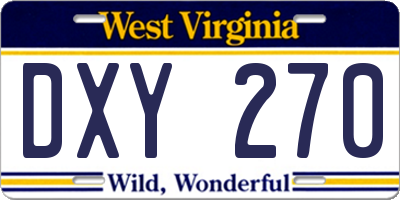 WV license plate DXY270