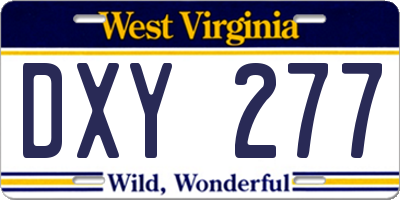 WV license plate DXY277