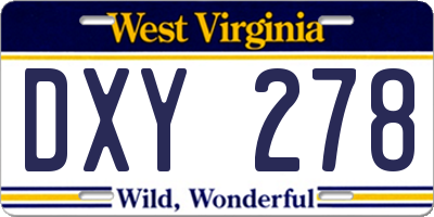 WV license plate DXY278