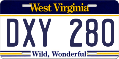 WV license plate DXY280