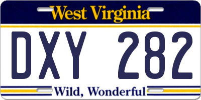 WV license plate DXY282