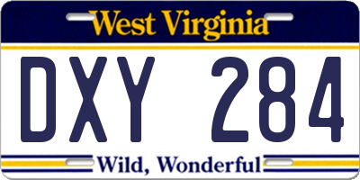 WV license plate DXY284