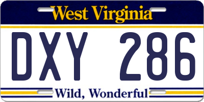 WV license plate DXY286