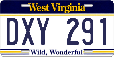 WV license plate DXY291