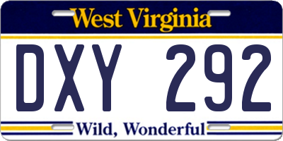 WV license plate DXY292