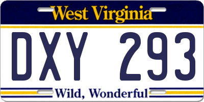 WV license plate DXY293