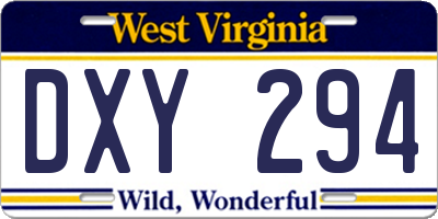 WV license plate DXY294