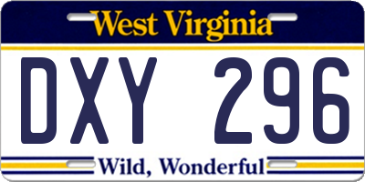 WV license plate DXY296