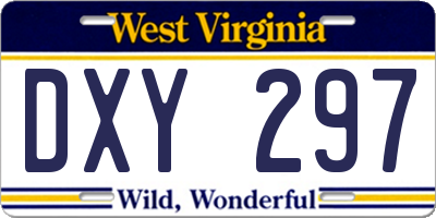 WV license plate DXY297