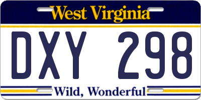 WV license plate DXY298