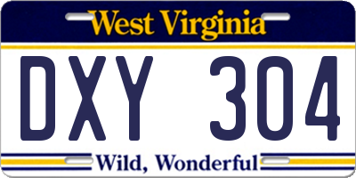 WV license plate DXY304
