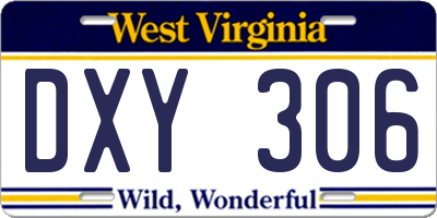 WV license plate DXY306