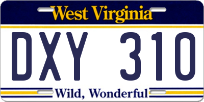 WV license plate DXY310