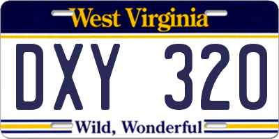 WV license plate DXY320