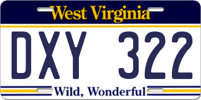 WV license plate DXY322