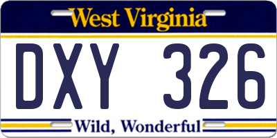 WV license plate DXY326