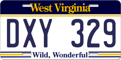 WV license plate DXY329