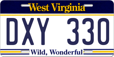 WV license plate DXY330