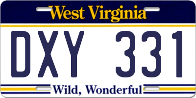 WV license plate DXY331