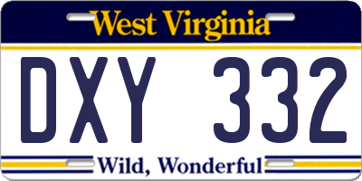 WV license plate DXY332