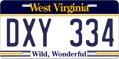 WV license plate DXY334