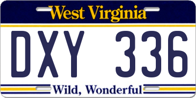WV license plate DXY336