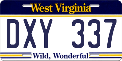 WV license plate DXY337