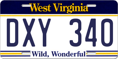 WV license plate DXY340